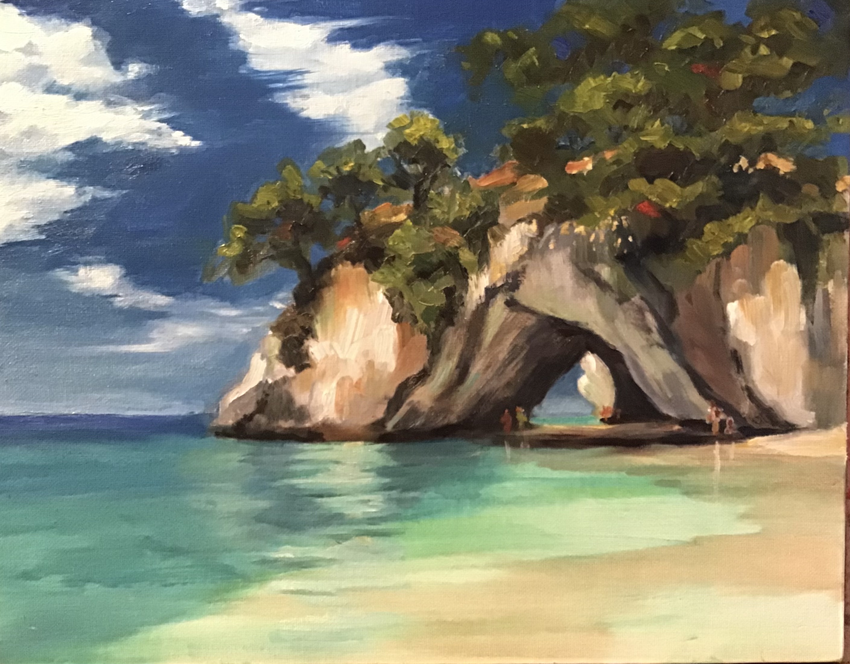 Student critiques for the Cathedral Cove painting workshop.