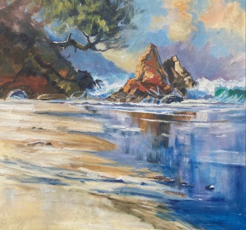 Smugglers Bay oil on oil paper