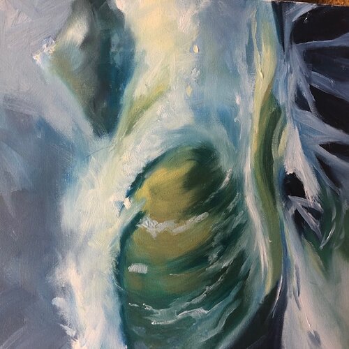 First Attempt at Big Green Wave Oil on canvas