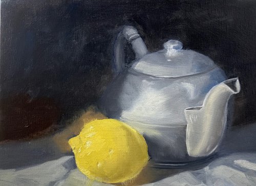 Lemon Tea, Liz Grant, canvas panel 10x12