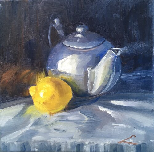 Lemon tea, oil, canvas, 30 cm x 30 cm