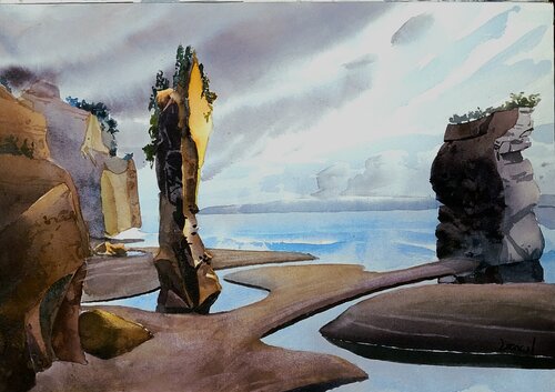 Windswept sea stacks