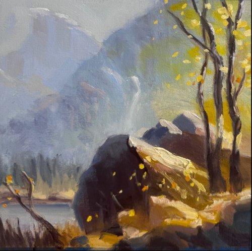 Yosemite Half Dome 8x8in Oil on Canvas Artist:Tracy Randell