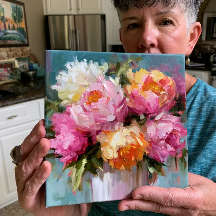 Julie Whitehall with her painting