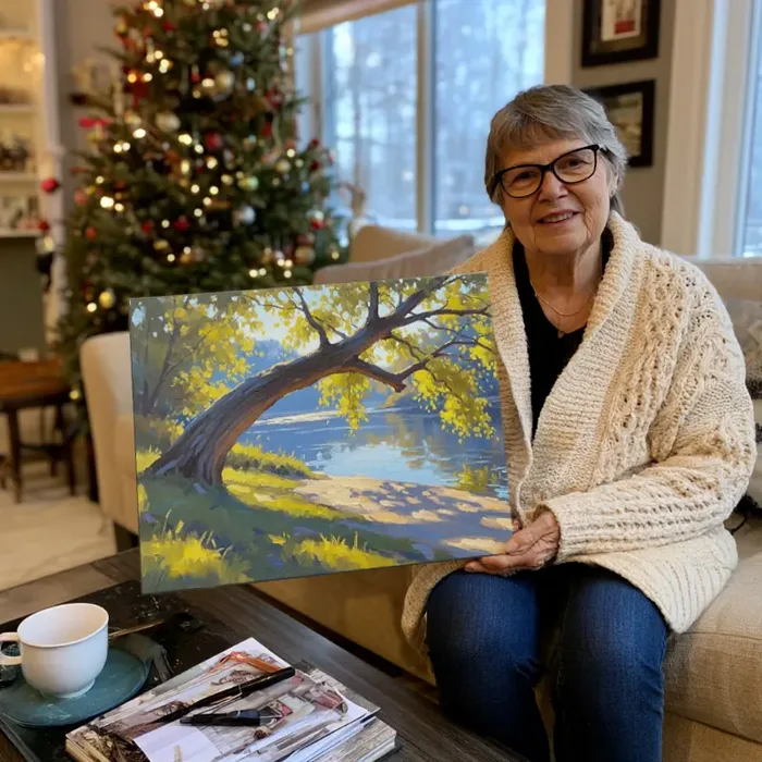 L Heinlein with her painting