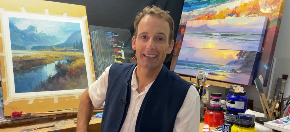 Richard painting in his studio